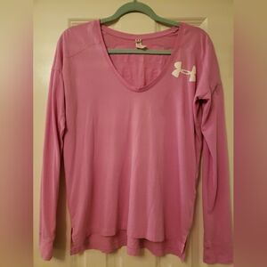 Under Armour Womans Pink Heat Gear Athletic Long Sleeve Shirt Size Xs